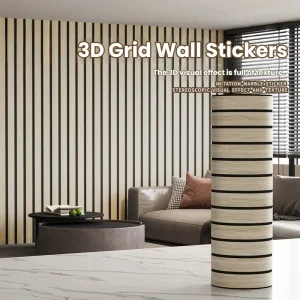 Faux Grille groove Self-adhesive PVC Wallpaper Waterproof Moisture-proof Sound-Absorbing Home Decoration Custom Bedroom Hotel