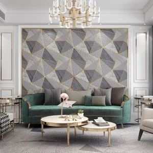 Faux Suede 3D Geometric Polygon Wallpaper Nordic Minimalist Living Room TV Background Decoration
