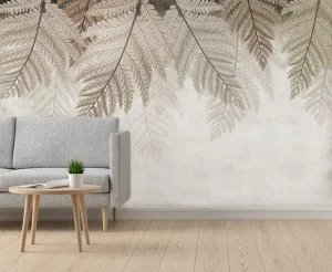 Feather Art Wall Mural Ink Wash Hand Painted Eco Friendly Fireproof Wallpaper for Modern Interiors