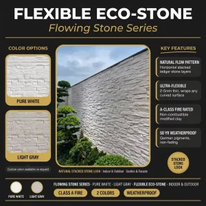 Flexible Eco Stone Flowing Stone Series 3D Flexible Ultra thin Soft Ceramic Modern Indoor Outdoor Exterior Wall Tile Background