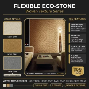 Flexible Eco Stone Woven Texture Series 3D Ultra thin Soft Ceramic Exterior Wall Tile Background Wall Modern Hotel Indoor