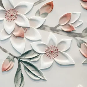 Floral Bird 3D Embossed Custom Design Mural Wallpaper for Bedroom & Living Room Home Decor Waterproof