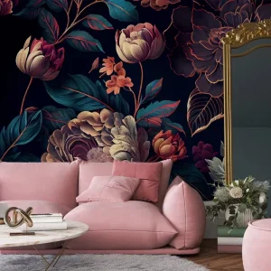 Floral Dark Wall Paper 3D Home Decoration Mural Wallpaper for Living Room Luxury