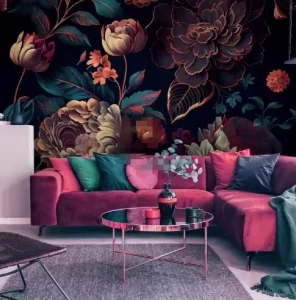 Floral Dark Wall Paper 3d Home Decoration Mural Wallpaper for Living Room Luxury