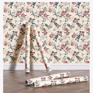 Floral Design Peel and Stick Wall Covering Waterproof PVC Wallpaper for Hotel Home Decor