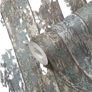 Floral Green Grey White Non-Woven Vinyl Wallpaper Rolls Stone Wall Design 10,05 X 0,53 m for Hotel Application