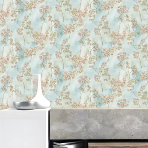 Floral PVC Wallpaper Pastoral Style 53cm Width Wall Paper for Home Interior Decoration