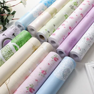 Floral TV Background Wallpaper Dinding Self Adhesive Wall Paper Rolls for Living Room