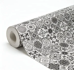 Floral Tile Printed Self Adhesive PVC Wallpaper Waterproof Wear Resistant Background Wall for Living Room Bedroom