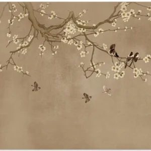 Floral Wallpaper Design Chinese Style Plum Blossom Printing Wallpaper for Hotel Interior Decor