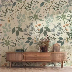 Floral Wallpaper Hand painted Plant Leaf Living Room TV Background Wallpaper Seamless Wall Paper Bedroom Dining Room Wall Cloth