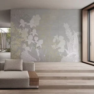 Floral Wallpaper Mural Pink Background Botanical Design for Home Hotel Living Room Interior Wall Decor