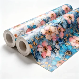 Floral Wallpaper with Flower Pattern Vintage Style Non Woven PVC Wall Covering for Living Room Bedroom Decoration