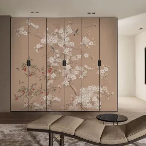 Flower Bird Chinoiserie Modern Silk Wall Mural Wallpaper for Bedroom Home Decor Custom Anti Slip Wrinkle Resistant