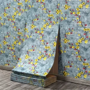 Flower Peel & Stick 3D Brick Wallpaper Self-Adhesive Contact Paper for Living Room Bedroom Kitchen