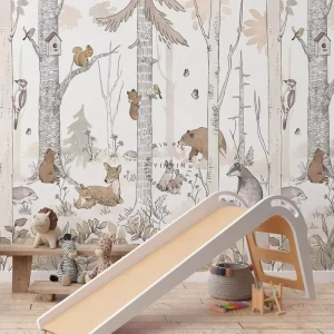 Forest Animal Custom Wallpaper Art Children’s Peel and Stick Kindergarten Murals