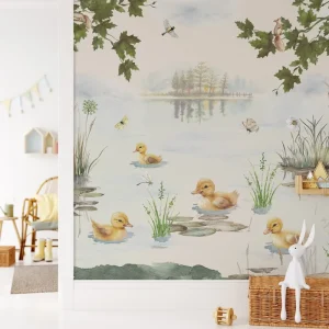 Forest Animal Duckling Squirrel Wall Mural Paper Eco Friendly Customizable Sizes Wall Panel for Kids Bedroom Playroom Hotel