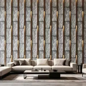 Foshan 210g Modern 3D Brick Stone PVC Wallpaper
