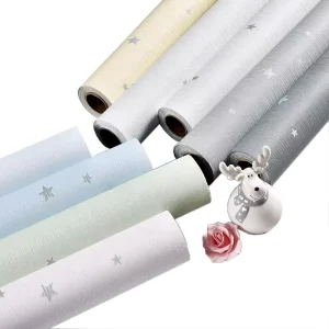 Free Sample Stars Blue White Yellow Pink Grey Self Adhesive Wallpaper for Children Bedroom Living Room