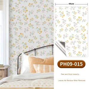 French Wallpaper Ins Cream Style Rose Small Floral Self-Adhesive Thick Wardrobe Renovation Sticker