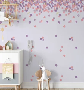 Fresh Flowers Design Vinyl Wallpaper for Children’s Wall
