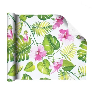 Fresh Tropical Green Leaf Wallpaper Peel and Stick Removable PVC Wall Covering for Living Room & Bedroom Interior