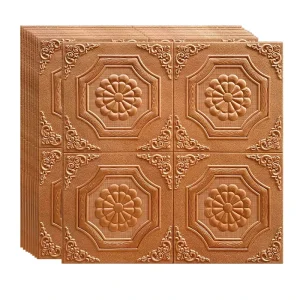 Geometric Pattern Peel and Stick Foam Grille White Golden Bedroom Decor Livingroom