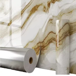 Gilded Tile-Like Marble Self-Adhesive Wall Tiles Waterproof Peel-and-Stick Wallpaper for Bedroom Accent Wall Kitchen Bathroom