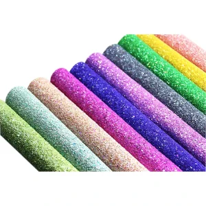 Glitter Synthetic Leather Fabric Artificial Leather Pu for Making Baby Shoes Bows Wallpaper Bags