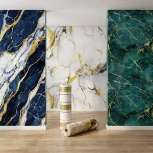 Glossy Gilded Marble Wallpaper Roll Waterproof Self Adhesive Wall Sticker for Kitchen Backsplash