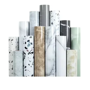 Glossy Peel and Sticky Waterproof 3D Marble Vinyl Wall Paper Self Adhesive Wallpaper for Kitchen and Bathroom Countertop Cabinet