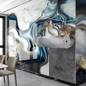 Glossy Vinyl Marble Grain Wallpaper Self Adhesive Marble Pattern Sticker PVC Rolls Wall Coating for Home Decor Films Kitchen