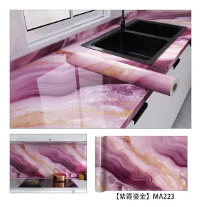 Glossy Vinyl Marble Wallpaper Self-Adhesive Film Marble Pattern Sticker PVC Rolls Wall Coating for Home