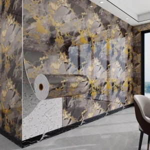Gold Foil Marble Pattern Self Adhesive Wallpaper Waterproof Wall Sticker for Bedroom Background Wall Interior Decor 60x300cm