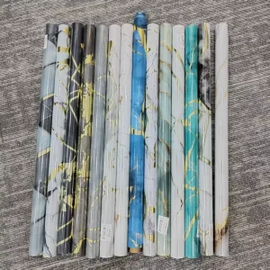 Gold Foil Marble Peel & Stick Wallpaper Vinyl Glossy Wall Paper Sticker for Kitchen Contact Paper