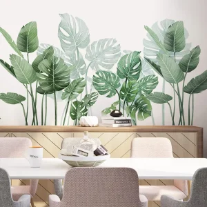 Gold Foil Print Wall Stickers Luxury Geometric Leaf Floral Decals Self-Adhesive Waterproof Murals for Living Room Bedroom Decor