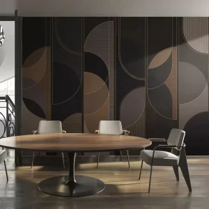 Gold Line Detail Modern Minimalist Design Geometric Circle Wallpaper Mural for Bathroom Hotel Living Room Interior Wall Decor