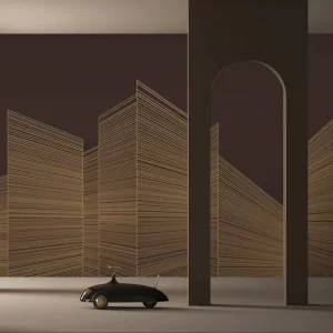 Gold Line Urban Skyline Wallpaper Mural Wall Art for Living Room Decoration Hotel Office Interior TV Wall Background