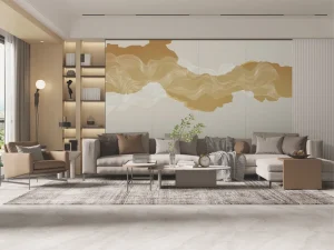 Gold Lines Pattern Embroidery Wallpaper Modern Luxury Embroidered Wall Covering for LivingRoom Hotel Villa Interior Decor Design