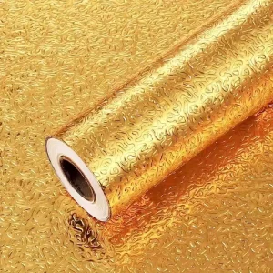 Gold Modern Aluminum Foil Self-adhesive Geometric Cabinet Liner Waterproof Heat Resistant Oil Proof Sticker Backsplash
