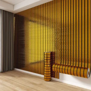 Gold & Silver Grid Wood Grain Peel and Stick Wallpaper Waterproof for Accent Wall Living Room Gym & Exterior Decor