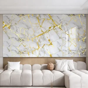 Gold Stamped Tile Self-Adhesive Wallpaper Roll Waterproof Damp-Proof for Bathroom Redecoration Living Room Ornament