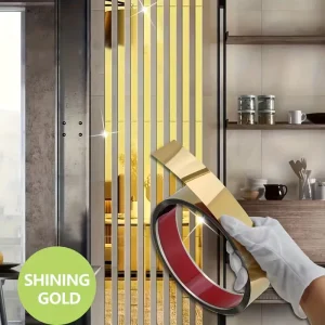 Gold Wall Trim Molding Stainless Steel Wall Tape Trim Self-Adhesive Decor Strip for Wall Ceiling Mirror Frame Border Edge