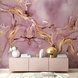 Gold and Pink Marble Wallpaper Living Room Bedroom Background Wall Mural