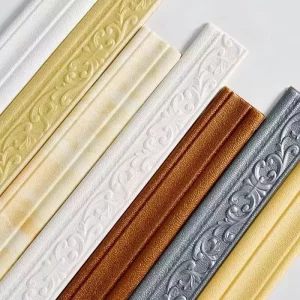 Golden Color Wall Skirting Line Borders Baseboard Stickers XPE Foam Wallpaper