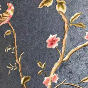 Golden Ginkgo Leaf Hand Painted Embroidered Wallpaper Mural for Home Decoration Villa Hotel