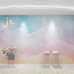 Gradient Embossed Cloud Children’s Room Self-Adhesive Wallpaper Mural