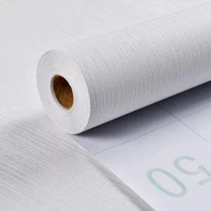 Grasscloth Textured Modern Design Wallpaper White Self Adhesive Peel Stick Thick Vinyl Embossed Film Made Wall Paper for Hotel