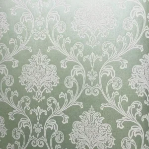 Green Classic Damask Design Non woven Wall Paper Wallpaper