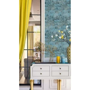 Green Color Non Woven Wallpaper Rolls Non Self Adhesive 53cm Width Texture Plain Wallpaper